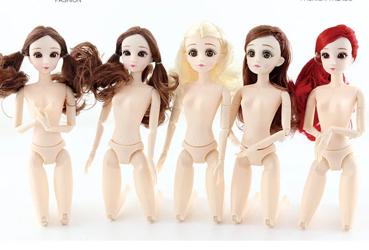 Новинка 30 см подвижные шарнирные куклы bjd игрушки милые 3D большие глаза длинные парики настоящие ресницы Обнаженная кукла голова тело Рождественский подарок для девочек