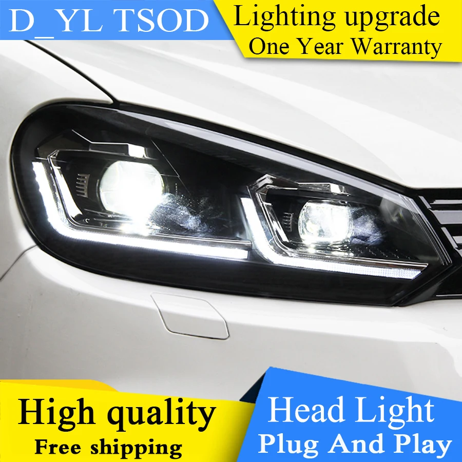 DY_L автомобильный Стайлинг для v w Golf 6 2009-2013 светодиодный фонарь для MK6 Golf 6 Головной фонарь светодиодный DRL биксеноновый светодиодный динамический сигнал поворота