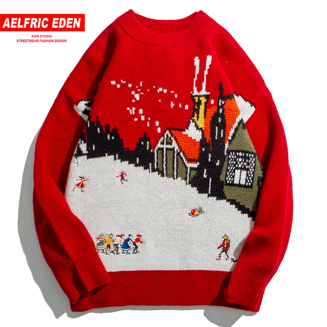 Рождественский лыжный свитер с вышивкой для мужчин вязаный уличная одежда