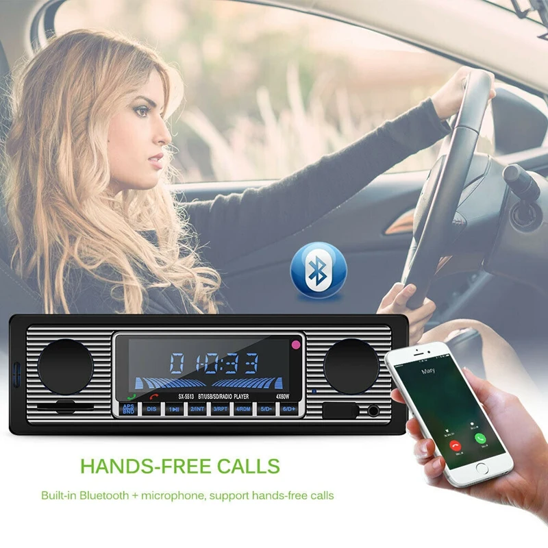 Классический автомобильный Радио Bluetooth стерео плеер Mp3/USB/Sd/Aux/Fm в-тире головное