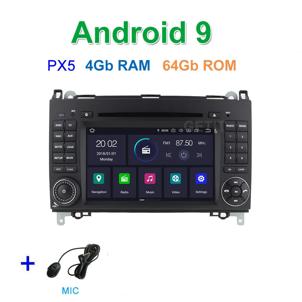 PX5 4G-RAM 64G-ROM DSP 64G PX6 Android 9,0 автомобильный DVD мультимедиа радио gps для Mercedes Benz B200 W169 W245 Viano Vito W639 Sprinter W906 - Цвет: PX5 4G-RAM 64G-ROM