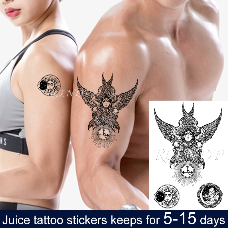 

Waterproof Temporary Juice ink Sticker Sun Goddess Planet Plant Fruit Gel Long lasting Tattoo Art for Men Women girl