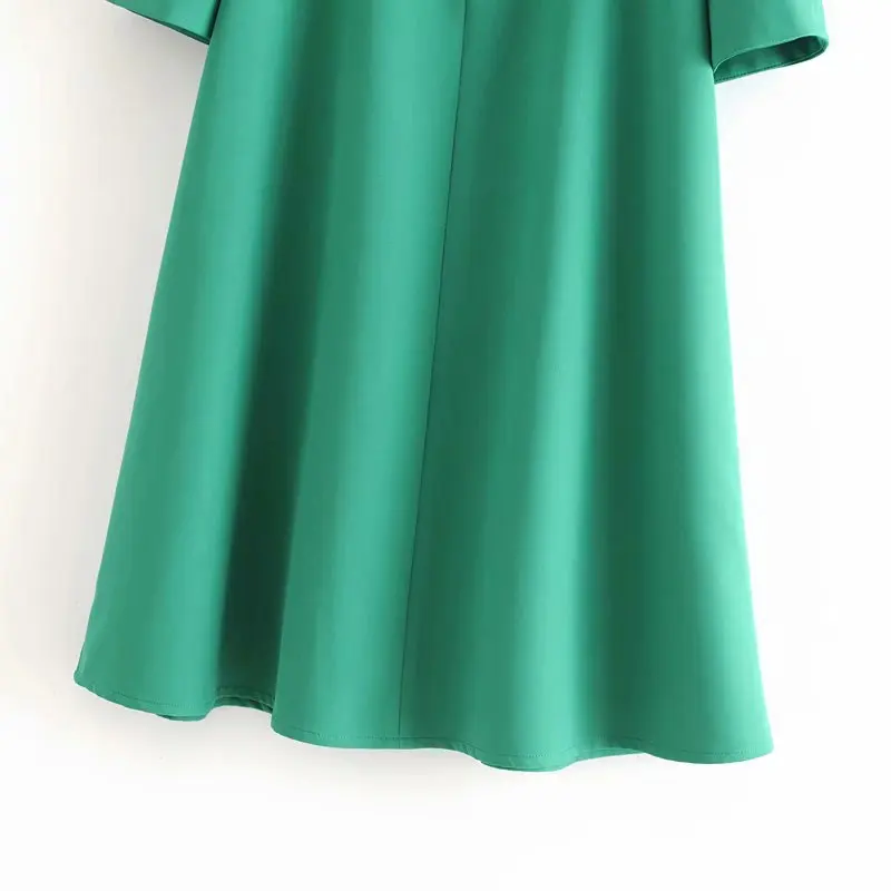 

Fashion dress women's new V-neck bubble sleeve knee length dress casual street fashion trend comfortable dress
