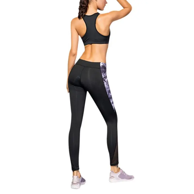 

Woman Workout Print Stitching Pants Quick-Drying Fitness Pants Breathable Trousers x
