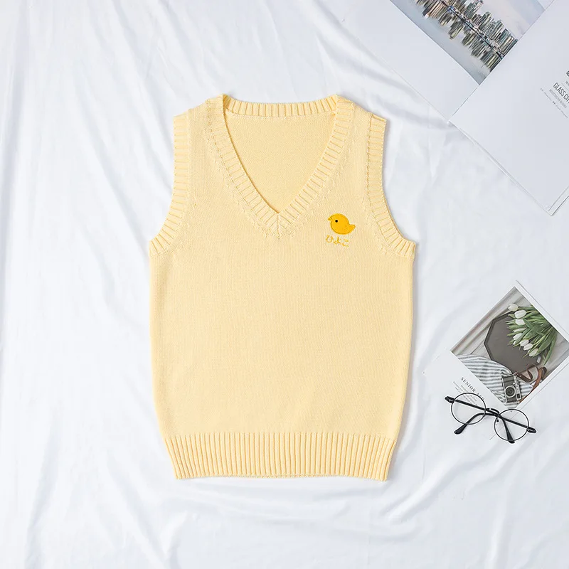 Жилет без рукавов в японском стиле для школьниц школьная форма вязаный жилет с v