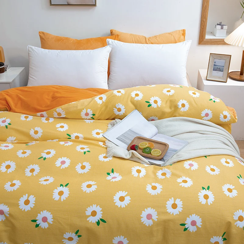 Односпальный бархатный комбинезон с маргаритками 100% хлопок и хрустальный бархат