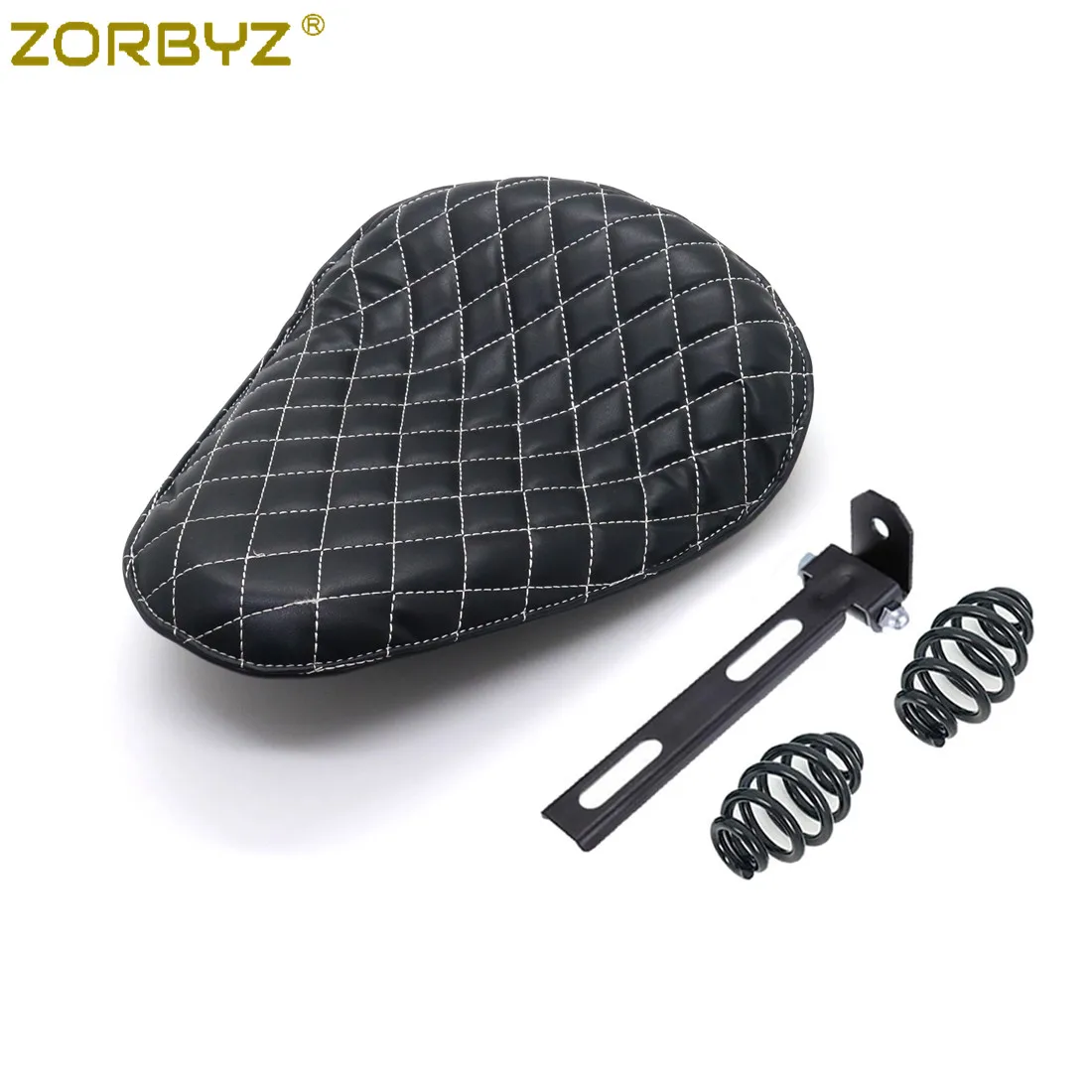 ZORBYZ черная мотоциклетная искусственная кожа Алмазная Одиночная пружина и