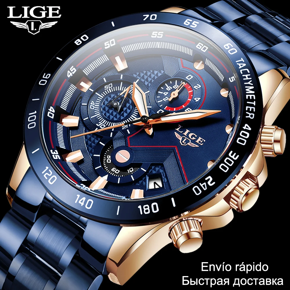 Часы Relojes Hombre 2021 LIGE мужские деловые аналоговые модные спортивные