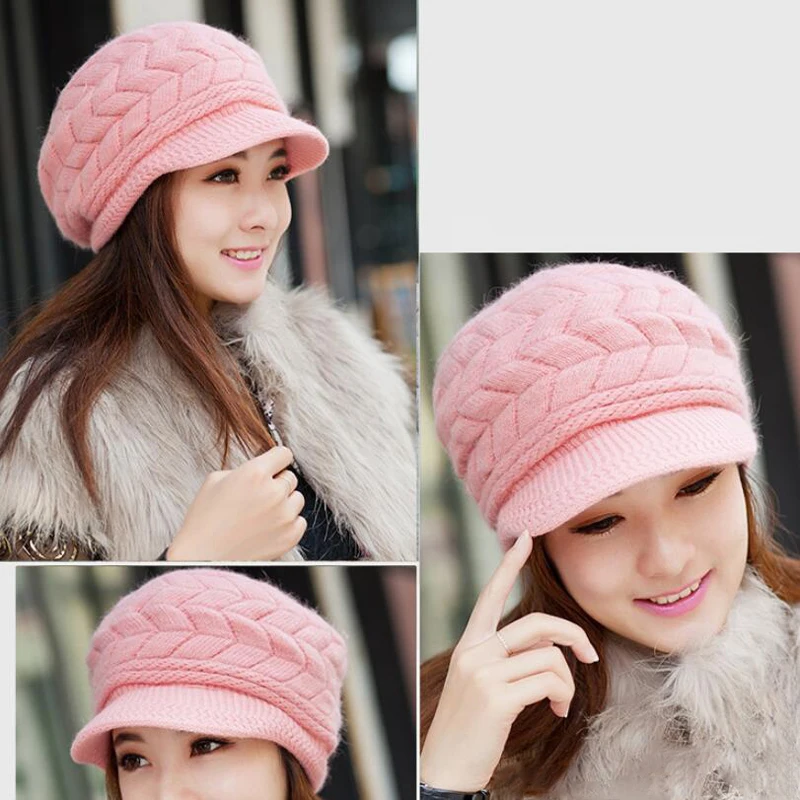 

Winter Hat For Women Beanies Skullies Knitted Hat Women Winter Hats Bonnet Solid Color Beanie Hat Women Winter Cap