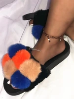 fur slippers women faux fox fur slides home furry flat sandals female cute fluffy house shoes woman brand luxury 2021