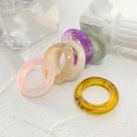 korea trend simpe colorful ring acetate acrylic thick round ring for women fashion party jewelry accessories