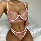 Комплект женского эротического нижнего белья с бюстгальтером пуш-ап