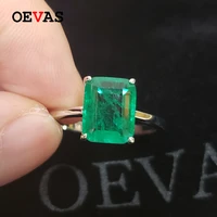 oevas solid 925 sterling silver wedding rings for women sparkling emerald high carbon diamond engagement party fine jewelry gift