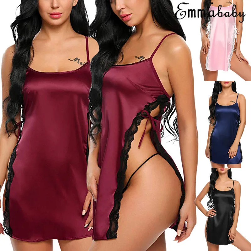 Шелковое сексуальное платье с Боковым Разрезом эротическое нижнее белье на