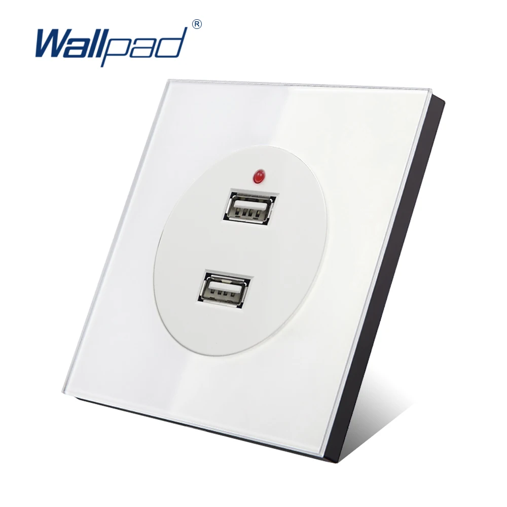 Новое поступление настенная розетка Wallpad с 2 USB-портами и стеклянной панелью 5 В 2400