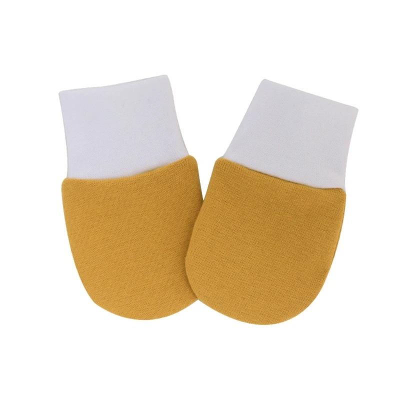 

23GD 1 Pair Baby Anti-scratch Cotton Gloves Color Matching Newborn Handguard Mitten