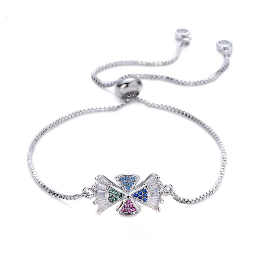 Женский браслет с четырьмя листьями клевера регулируемый браслет-цепочка