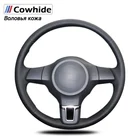 Чехлы на руль из натуральной кожи черного цвета для Volkswagen Golf 6 Mk6, VW Polo MK5 2010, 2011, 2012, 2013