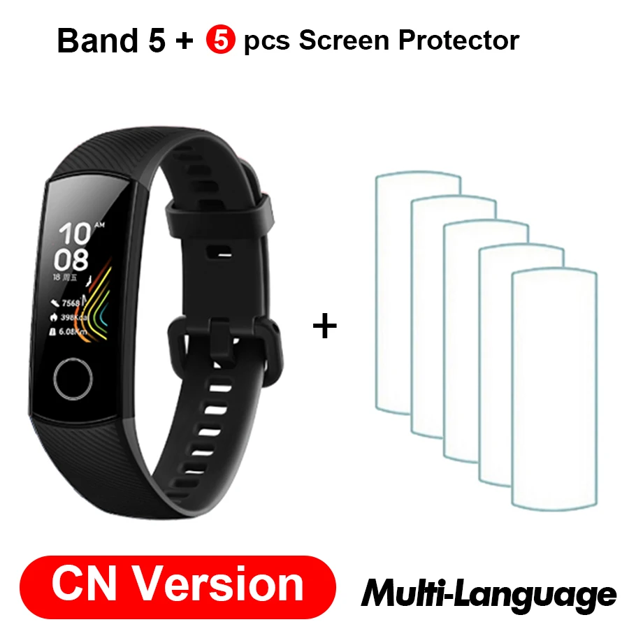 CN Black N Film Браслет для Honor Band 5, умный Браслет, 5 оксиметров, волшебный цвет, сенсорный экран, для плавания, для обнаружения сердечного ритма, сна, сна - Цвет: CN Black N Film