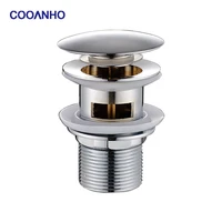 cooanho bathroom sink drain pipe with overflow sink pop up drain plug polished chrome plated