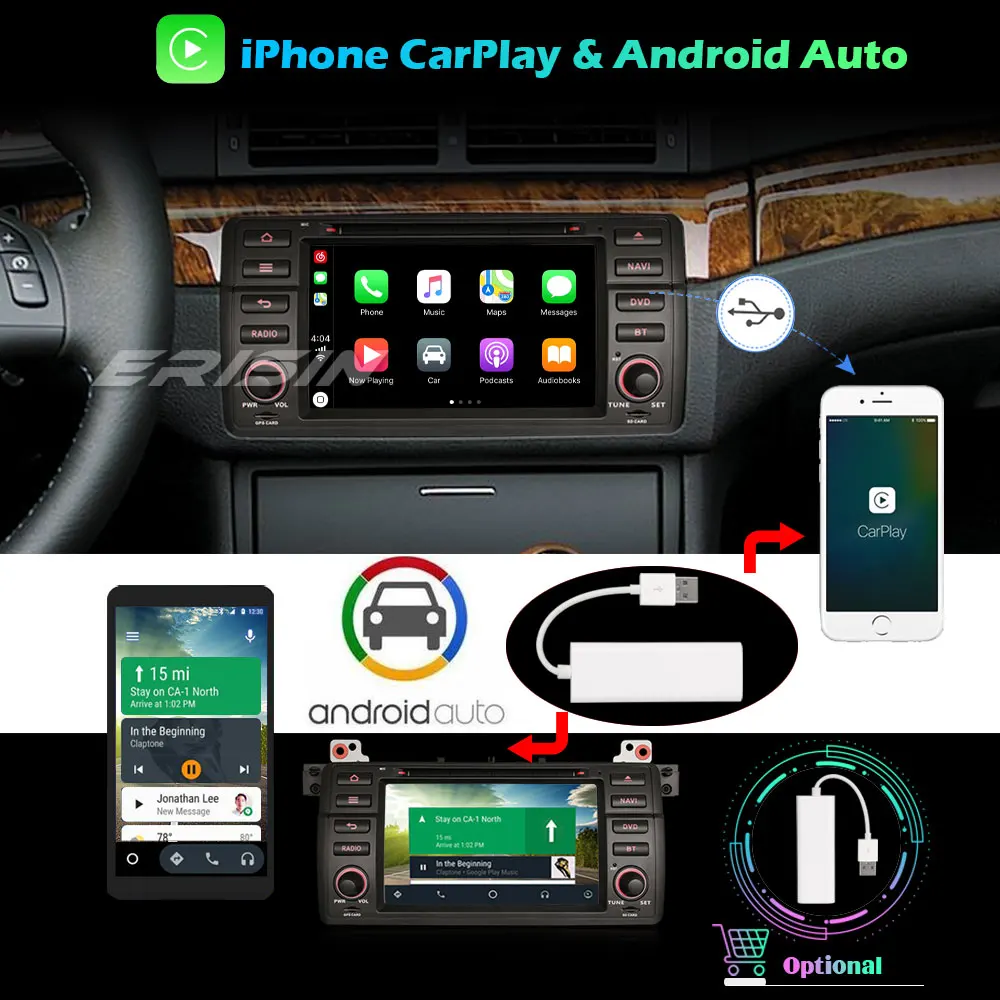 Автомагнитола Erisin DAB + Android 10 0 GPS DVD Wi-Fi SWC для BMW 3 серии E46 M3 318 320 MG ZT Rover 75 | Автомобили