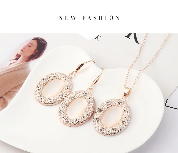 Ожерелье серьги для женщин набор с кристаллами Овальный Ретро мода преувеличены
