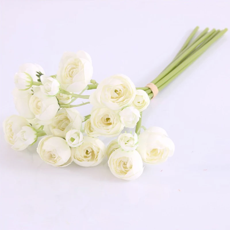 

1 Bouquet Tea Rose Artificial Flowers For Wedding Home Decoration Silk Fake Flower Bouquet Table Decoration