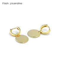 round simple gold color charm hoops earrings sparkling 925 sterling silver jewelry for women wedding statement brincos