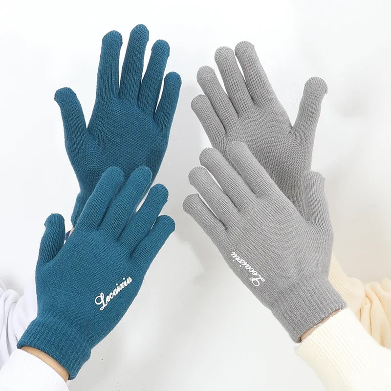 Вязаные теплые перчатки для мужчин и женщин пар плюшевые осенне зимние