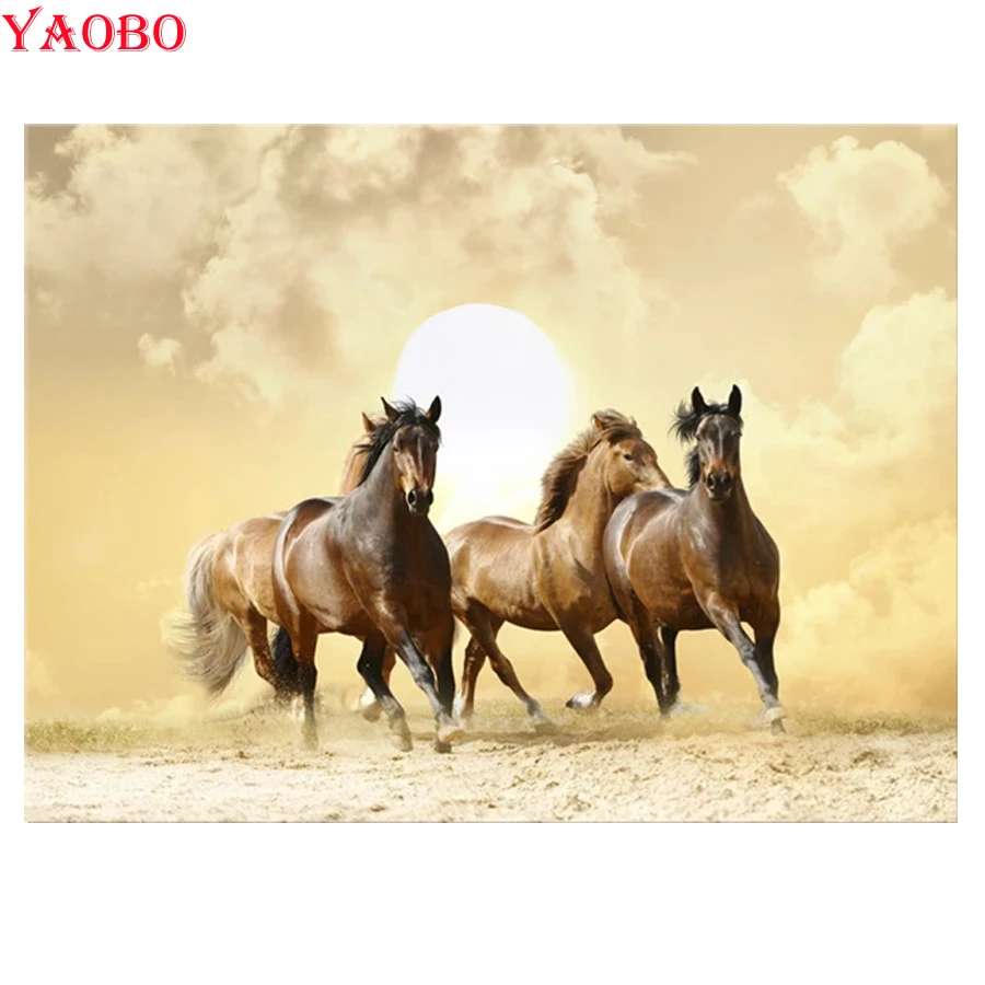 

Full Square/Round Drill 5D DIY Diamond Painting Horse sunset landscape Embroidery Cross Stitch Crystal Art 5D Home Decor Gift