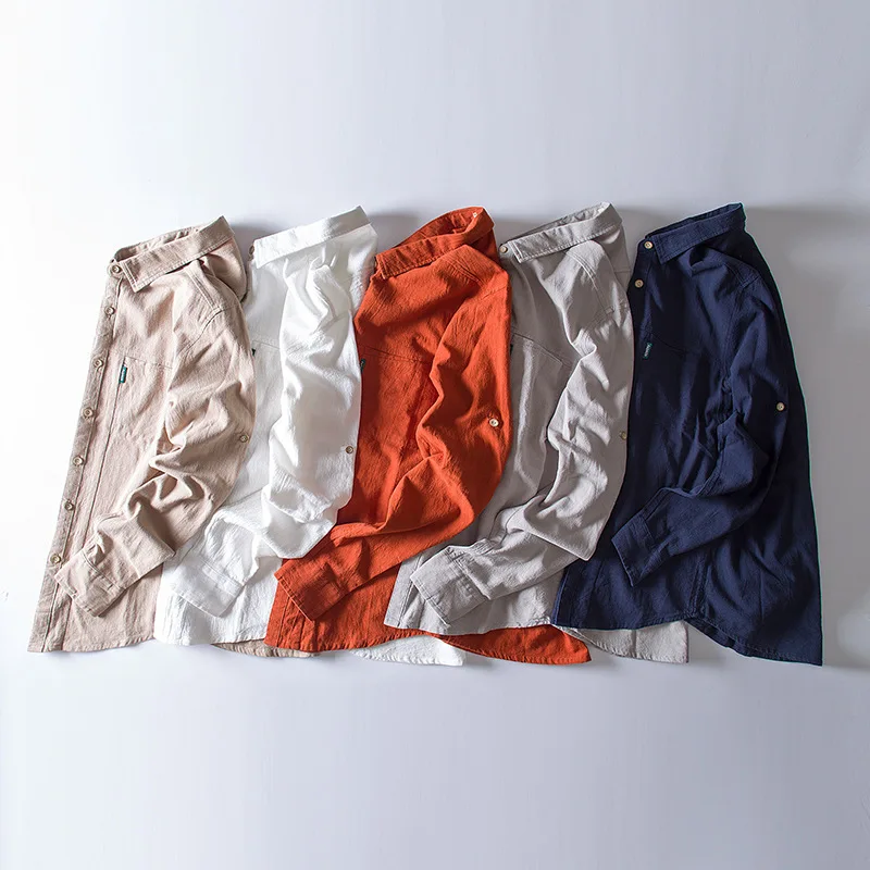 Мужские повседневные рубашки с отложным воротником и длинным рукавом белые