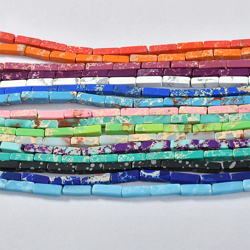 Натуральные Цветные синтетические камни квадратные трубы бусины DIY серьги