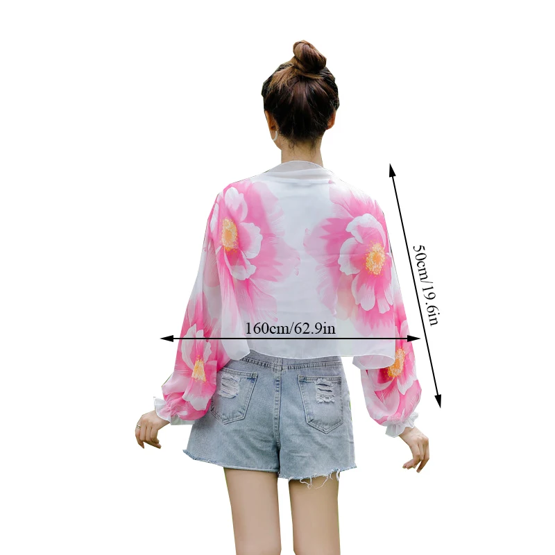 

Summer Chiffon Print Scarf Women Long Sleeve Shawls Riding Driving Sun Protection Arm Cover Anti Uv Fashion Sleeve Shawl New