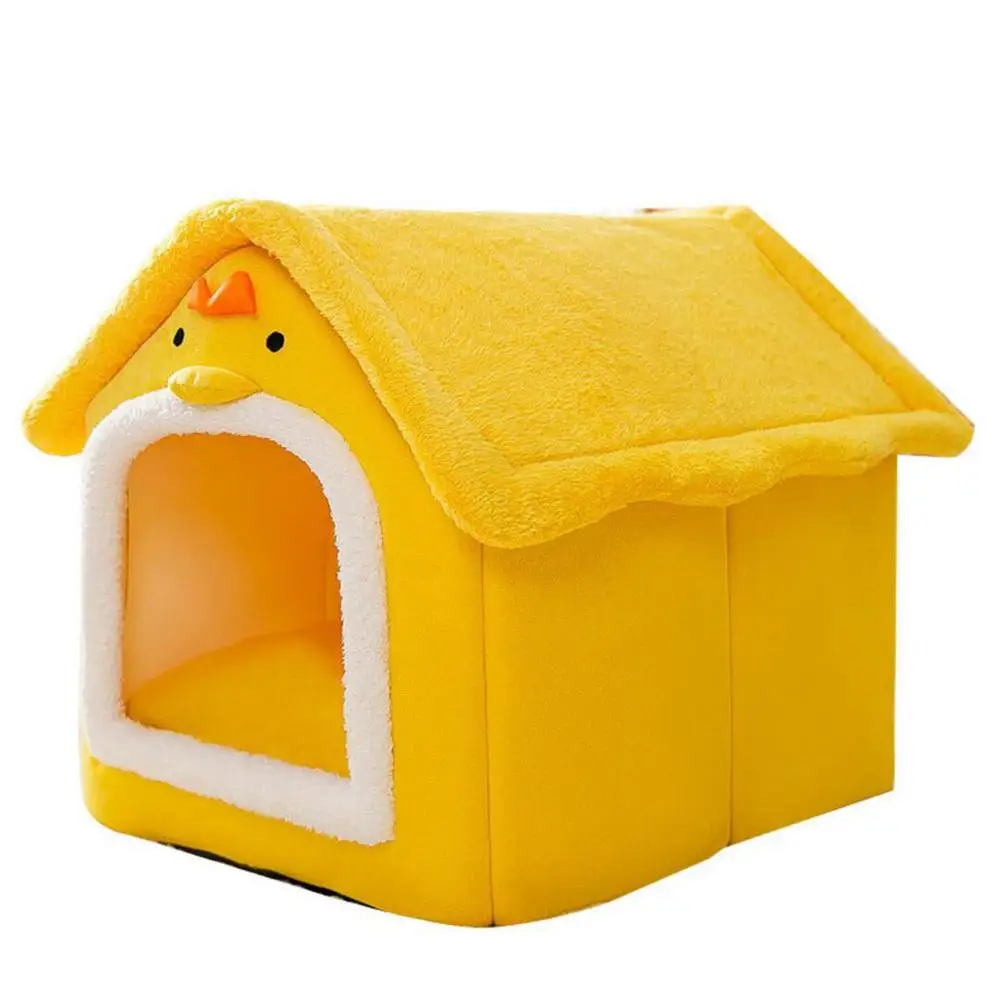 

Cartoon Pet Bed Self-Warming Pet Condo For Cats Puppy With Removable Warm Soft Mat Detachable Foldable Pet Indoor House Cute Duc