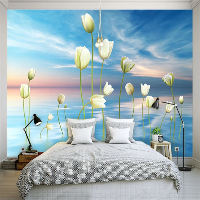 

3D фотообои на заказ, Настенные обои, Европейский Красивый Ландшафт, тюльпан для гостиной, задний фон для телевизора