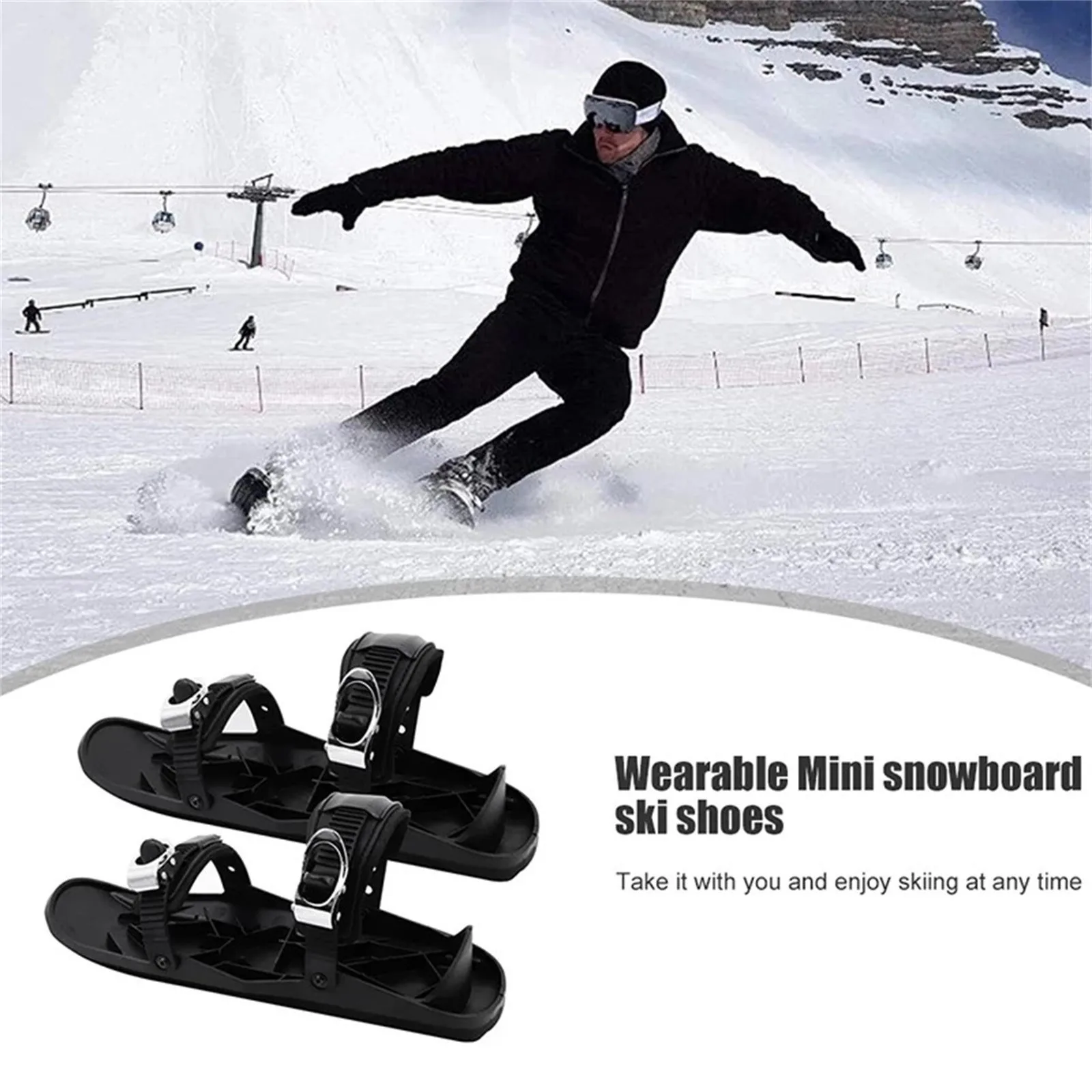 

40# Winter Snowboard Ski Boots Waterproof Snowfeet Attach Boots With Bindings One Size Fits All For Skier Portable Skiing Shoes