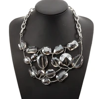 statement ethnic women chic luxury trendy gemstone glass clear crystal choker necklace fashion wedding bridal jewelry