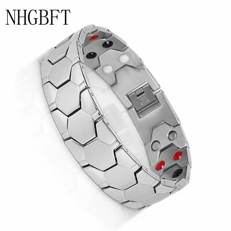 

NHGBFT Pure Black Color Magnetic bracelets For Mens Stainless steel Health Care bracelet bangle Dropshipping