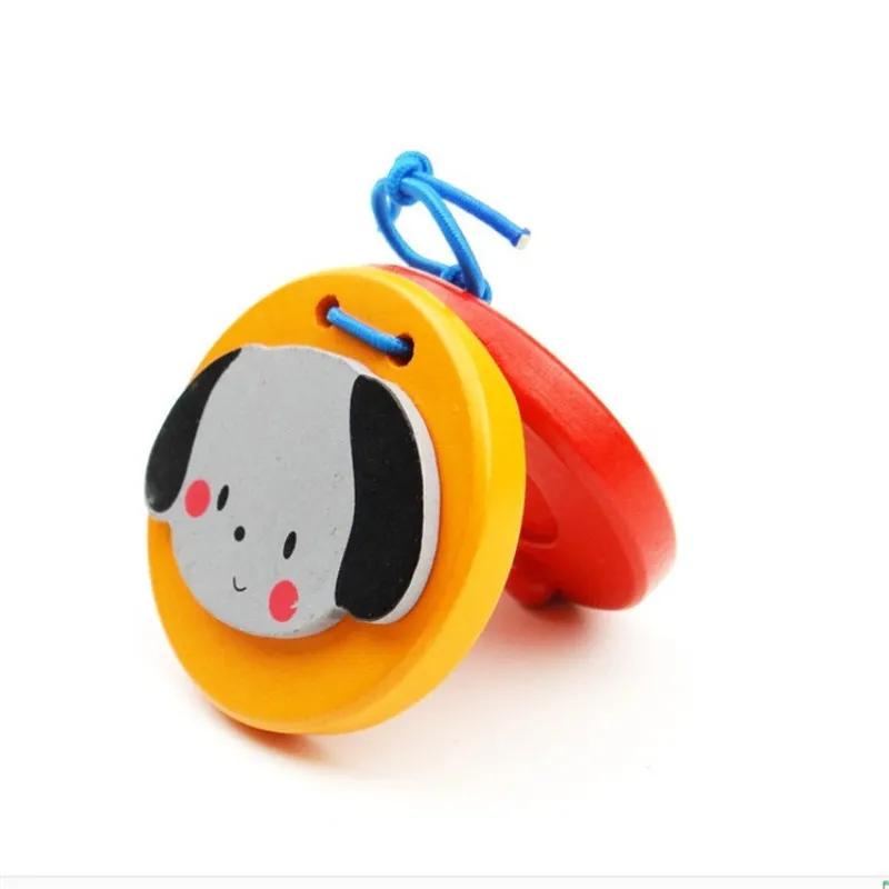Детская игрушка Мультяшные деревянные животные кастаньеты Детские музыкальные
