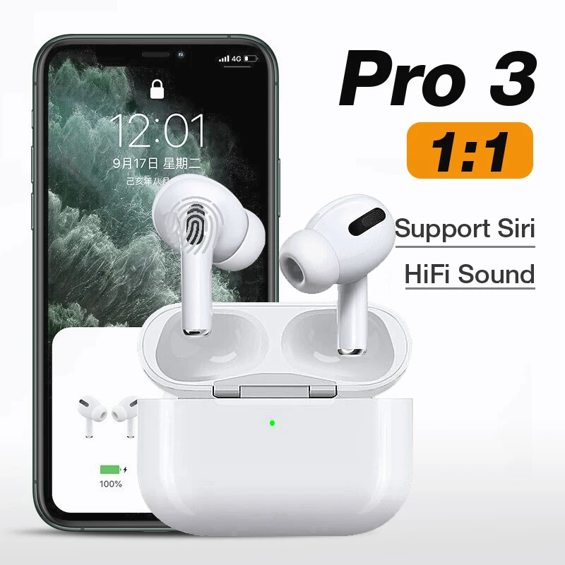 Air Podding Pro 3 беспроводные наушники Bluetooth гарнитура Smart Touch Aire с чехлом для телефона