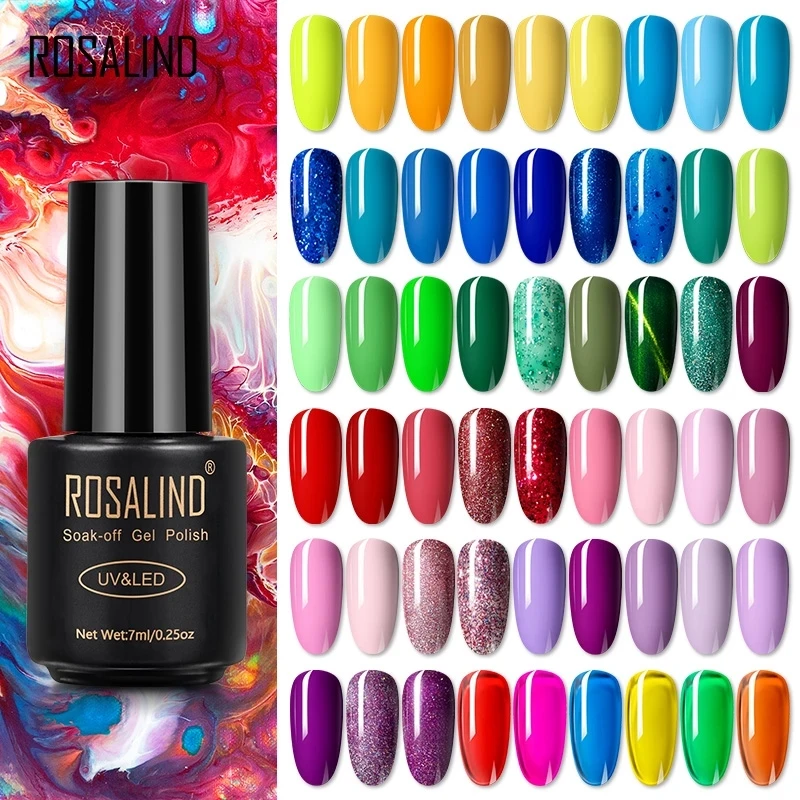 ROSALIND Nail Gel Polish Glitter Series Varnishes All For Manicure Soak Off UV Lamp Nails Art Semi Permanent | Красота и здоровье