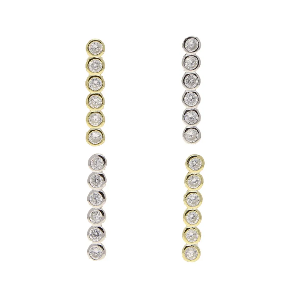 Dropping hot sale 925 sterling silver bar shape stud earring with cz bezel long earrings for women lady wedding | Украшения и