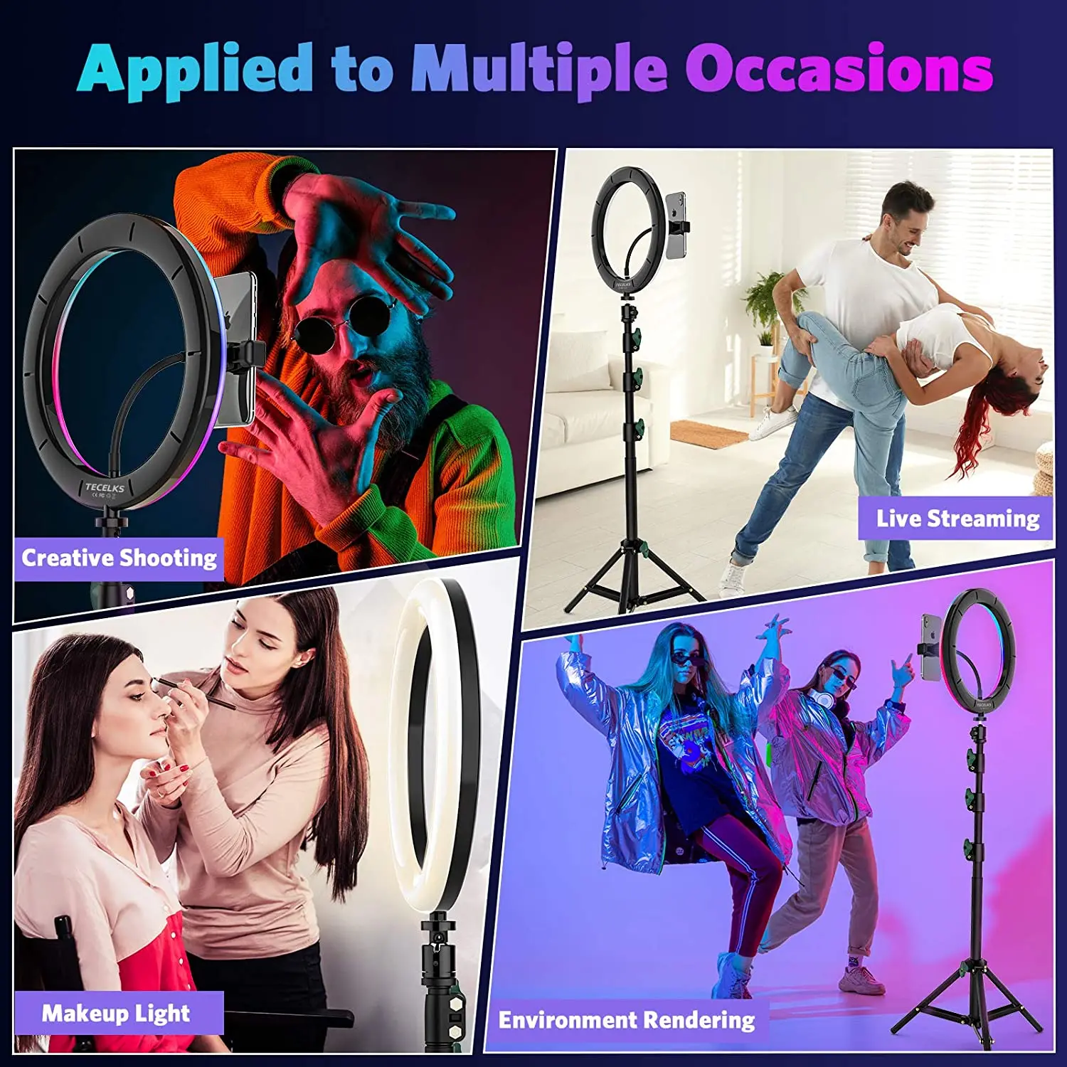 

Upgraded Large LED Ring Light with Tripod Dimmable Selfie Ring Light Selfie Light Ring Lamp For Tik Tok Makeup Video Photography