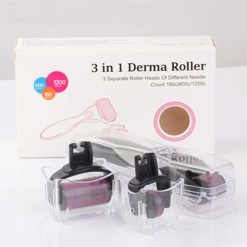 DRS 3 в 1 Derma Roller 180/600/1200 иглы набор Dermaroller для ухода за кожей массажер тела и лечения