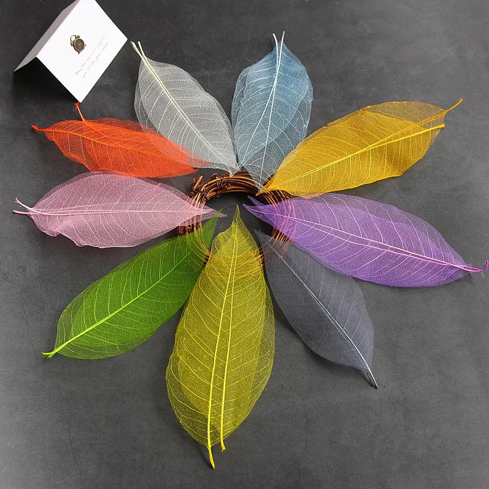 50pcs/15-20cm Natural Pressed leaves Real Dried Flower for DIY Wedding invitation Craft Bookmark Birthday Card gift box decor - купить по