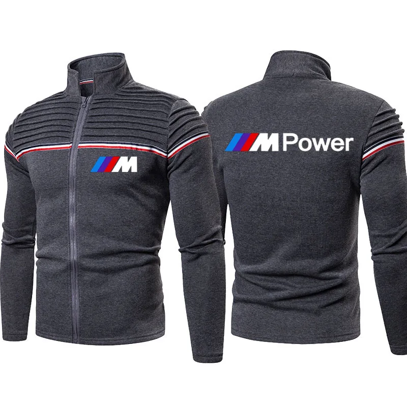 

Spring and autumn casual men's zipper jacket BMW M sports car logo printing high-quality wrinkle shoulder cotton sports jacket