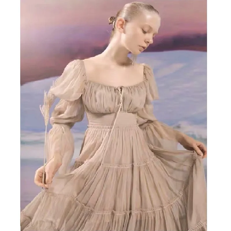 Женское шифоновое платье со складками Элегантное Шелковое облегающее во