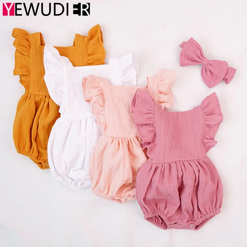 Новинка 2020 комбинезоны для новорожденных одежда милые с оборками и открытой