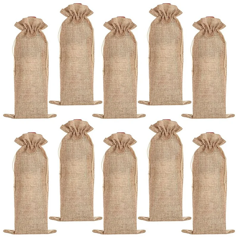 

10 шт., мешковины для бутылок, многоразовые мешочки для упаковки вина, шампанского