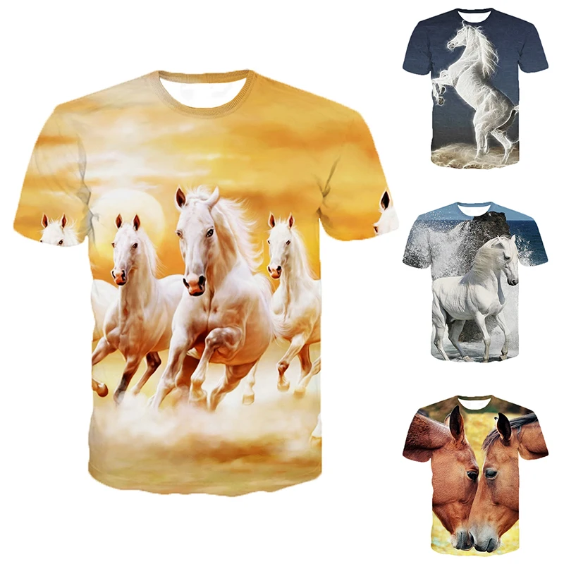 

3d Printed T-shirt Animal T-shirt Outdoor Loose Personality Horse T-shirt